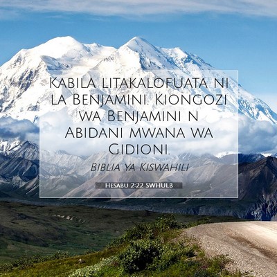 Picture 07 - Hesabu 2:22 SWHULB - Kabila litakalofuata ni la Benjamini. Kiongozi wa - Bible Verse Picture