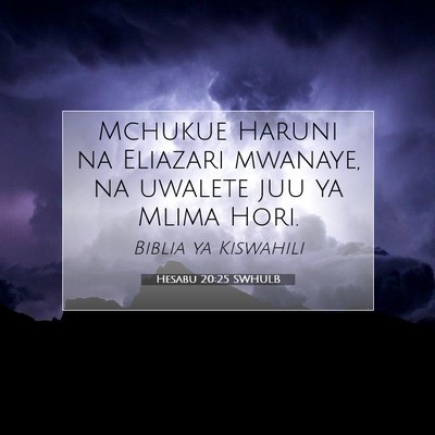 Picture 07 - Hesabu 20:25 SWHULB - Mchukue Haruni na Eliazari mwanaye, na uwalete - Bible Verse Picture