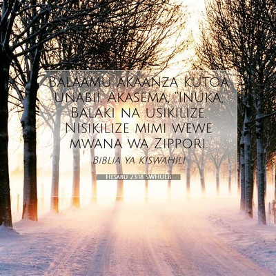 Picture 07 - Hesabu 23:18 SWHULB - Balaamu akaanza kutoa unabii. Akasema, “Inuka, - Bible Verse Picture