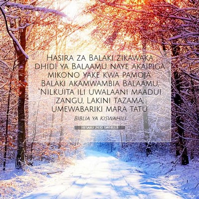 Picture 07 - Hesabu 24:10 SWHULB - Hasira za Balaki zikawaka dhidi ya Balaamu naye - Bible Verse Picture