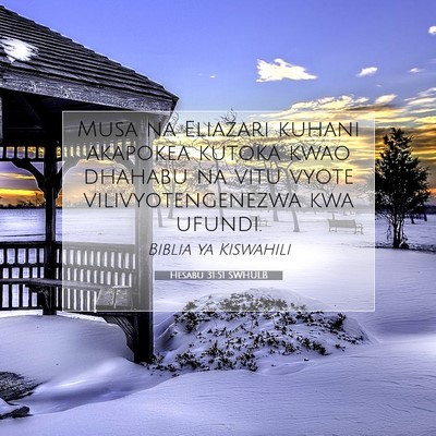 Picture 07 - Hesabu 31:51 SWHULB - Musa na Eliazari kuhani akapokea kutoka kwao - Bible Verse Picture