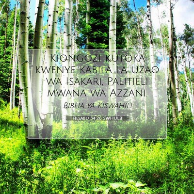 Picture 07 - Hesabu 34:26 SWHULB - Kiongozi kutoka kwenye kabila la uzao wa Isakari, - Bible Verse Picture