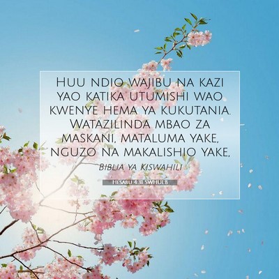 Picture 07 - Hesabu 4:31 SWHULB - Huu ndio wajibu na kazi yao katika utumishi wao - Bible Verse Picture