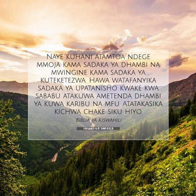 Picture 07 - Hesabu 6:11 SWHULB - Naye kuhani atamtoa ndege mmoja kama sadaka ya - Bible Verse Picture
