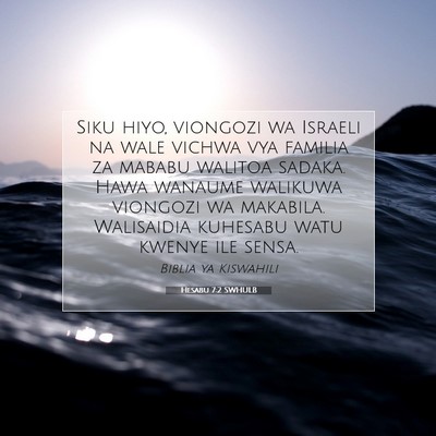 Picture 07 - Hesabu 7:2 SWHULB - Siku hiyo, viongozi wa Israeli na wale vichwa vya - Bible Verse Picture