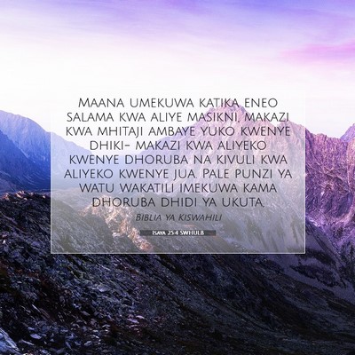 Picture 07 - Isaya 25:4 SWHULB - Maana umekuwa katika eneo salama kwa aliye - Bible Verse Picture