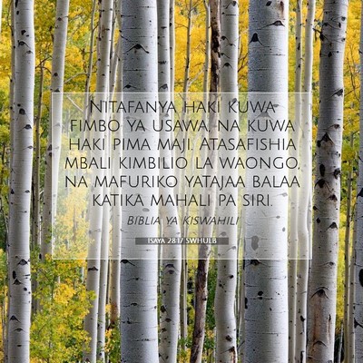 Picture 07 - Isaya 28:17 SWHULB - Nitafanya haki kuwa fimbo ya usawa, na kuwa haki - Bible Verse Picture