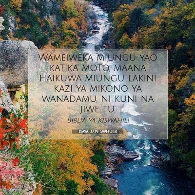 Picture 07 - Isaya 37:19 SWHULB - Wameiweka miungu yao katika moto, maana haikuwa - Bible Verse Picture