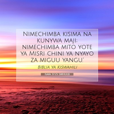 Picture 07 - Isaya 37:25 SWHULB - Nimechimba kisima na kunywa maji; nimechimba mito - Bible Verse Picture