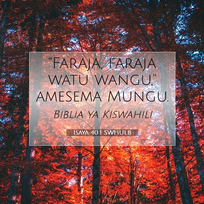 Picture 07 - Isaya 40:1 SWHULB - ''Faraja, faraja watu wangu,'' amesema - Bible Verse Picture