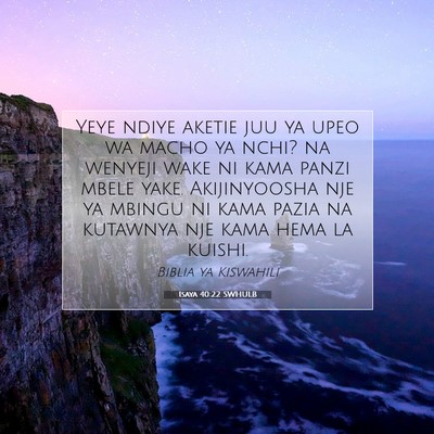 Picture 07 - Isaya 40:22 SWHULB - Yeye ndiye aketie juu ya upeo wa macho ya nchi? - Bible Verse Picture