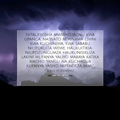 Picture 07 - Isaya 65:12 SWHULB - Nitaufikisha mwisho wenu kwa upanga, na wato - Bible Verse Picture