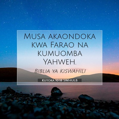 Picture 07 - Kutoka 10:18 SWHULB - Musa akaondoka kwa Farao na kumuomba - Bible Verse Picture