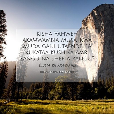 Picture 07 - Kutoka 16:28 SWHULB - Kisha Yahweh akamwambia Musa, Kwa muda gani - Bible Verse Picture