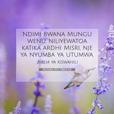 Picture 07 - Kutoka 20:2 SWHULB - Ndimi Bwana Mungu wenu, niliyewatoa katika ardhi - Bible Verse Picture