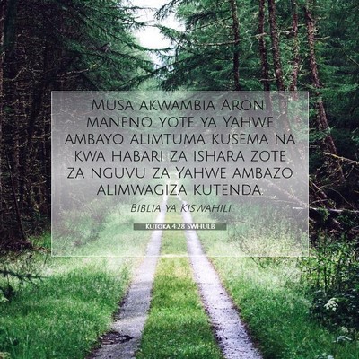 Picture 07 - Kutoka 4:28 SWHULB - Musa akwambia Aroni maneno yote ya Yahwe ambayo - Bible Verse Picture