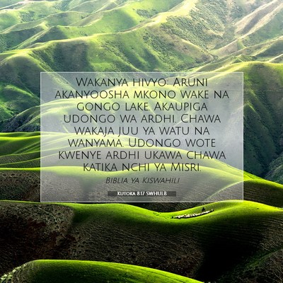 Picture 07 - Kutoka 8:17 SWHULB - Wakanya hivyo: Aruni akanyoosha mkono wake na - Bible Verse Picture