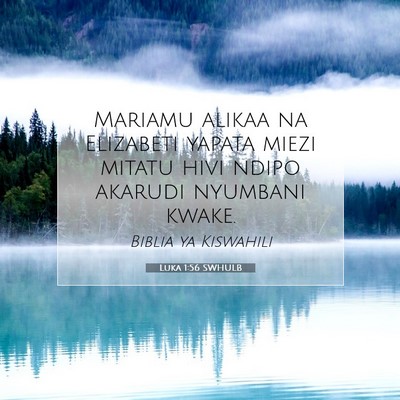 Picture 07 - Luka 1:56 SWHULB - Mariamu alikaa na Elizabeti yapata miezi mitatu - Bible Verse Picture