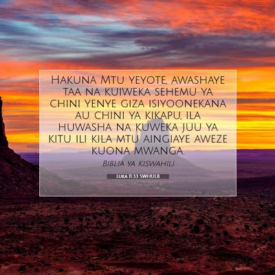 Picture 07 - Luka 11:33 SWHULB - Hakuna Mtu yeyote, awashaye taa na kuiweka sehemu - Bible Verse Picture