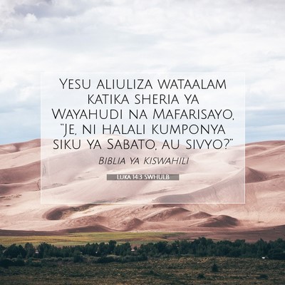 Picture 07 - Luka 14:3 SWHULB - Yesu aliuliza wataalam katika sheria ya Wayahudi - Bible Verse Picture