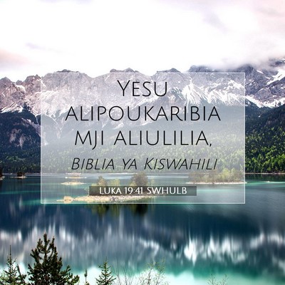 Picture 07 - Luka 19:41 SWHULB - Yesu alipoukaribia mji - Bible Verse Picture