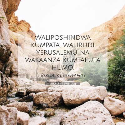 Picture 07 - Luka 2:45 SWHULB - Waliposhindwa kumpata, walirudi Yerusalemu na - Bible Verse Picture