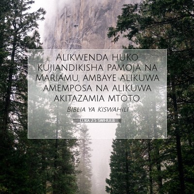 Picture 07 - Luka 2:5 SWHULB - Alikwenda huko kujiandikisha pamoja na Mariamu, - Bible Verse Picture