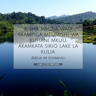 Picture 07 - Luka 22:50 SWHULB - Kisha mmoja wao akampiga mtumishi wa kuhani mkuu, - Bible Verse Picture