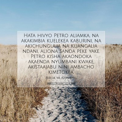 Picture 07 - Luka 24:12 SWHULB - Hata hivyo Petro aliamka, na akakimbia kuelekea - Bible Verse Picture