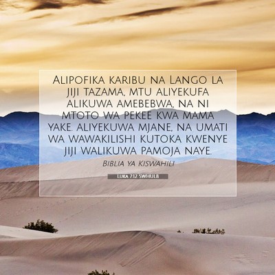 Picture 07 - Luka 7:12 SWHULB - Alipofika karibu na Lango la jiji tazama, mtu - Bible Verse Picture