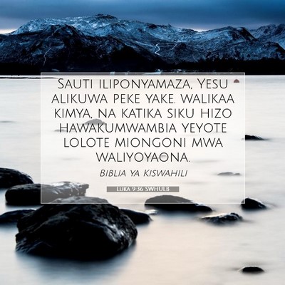 Picture 07 - Luka 9:36 SWHULB - Sauti iliponyamaza, Yesu alikuwa peke yake. - Bible Verse Picture
