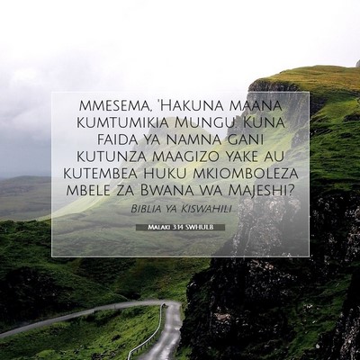 Picture 07 - Malaki 3:14 SWHULB - mmesema, 'Hakuna maana kumtumikia Mungu. Kuna - Bible Verse Picture