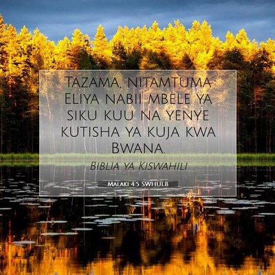 Picture 07 - Malaki 4:5 SWHULB - Tazama, nitamtuma Eliya nabii mbele ya siku kuu - Bible Verse Picture