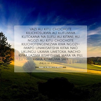Picture 07 - Mambo ya Walawi 13:58 SWHULB - Vazi au kitu chochote kilichosukwa au kufumwa - Bible Verse Picture