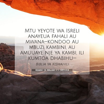 Picture 07 - Mambo ya Walawi 17:3 SWHULB - Mtu yeyote wa Isreli anayeua fahali au - Bible Verse Picture