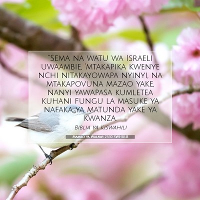 Picture 07 - Mambo ya Walawi 23:10 SWHULB - “Sema na watu wa Israeli uwaambie, 'mtakapika - Bible Verse Picture