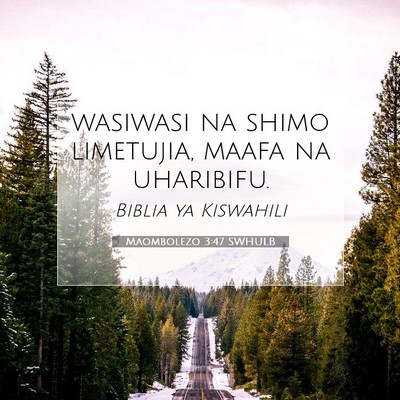 Picture 07 - Maombolezo 3:47 SWHULB - wasiwasi na shimo limetujia, maafa na - Bible Verse Picture