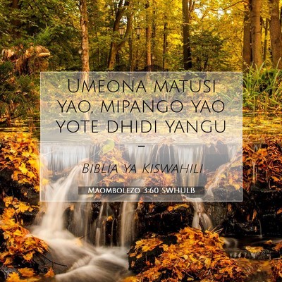 Picture 07 - Maombolezo 3:60 SWHULB - Umeona matusi yao, mipango yao yote dhidi yangu - Bible Verse Picture