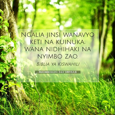 Picture 07 - Maombolezo 3:63 SWHULB - Ngalia jinsi wanavyo keti na kuinuka; wana - Bible Verse Picture