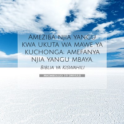 Picture 07 - Maombolezo 3:9 SWHULB - Ameziba njia yangu kwa ukuta wa mawe ya kuchonga; - Bible Verse Picture