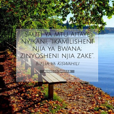 Picture 07 - Marko 1:3 SWHULB - Sauti ya mtu aitaye nyikani, “Ikamilisheni njia - Bible Verse Picture