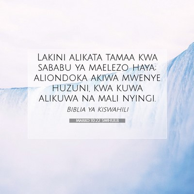 Picture 07 - Marko 10:22 SWHULB - Lakini alikata tamaa kwa sababu ya maelezo haya; - Bible Verse Picture