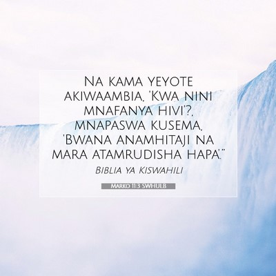 Picture 07 - Marko 11:3 SWHULB - Na kama yeyote akiwaambia, 'Kwa nini mnafanya - Bible Verse Picture