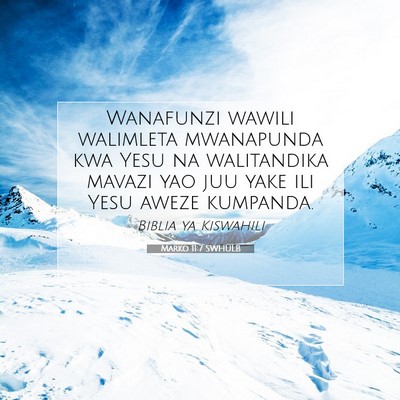 Picture 07 - Marko 11:7 SWHULB - Wanafunzi wawili walimleta mwanapunda kwa Yesu na - Bible Verse Picture