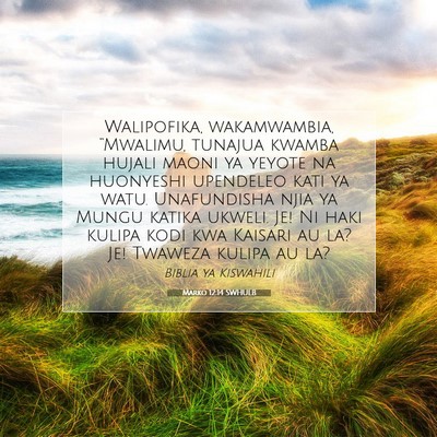 Picture 07 - Marko 12:14 SWHULB - Walipofika, wakamwambia, “Mwalimu, tunajua - Bible Verse Picture