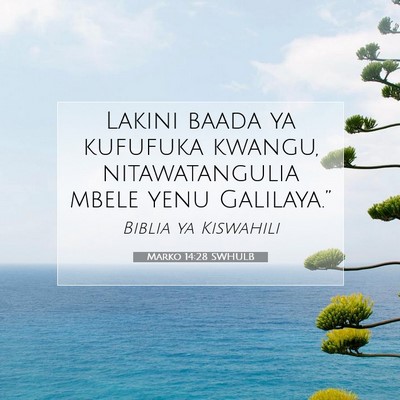 Picture 07 - Marko 14:28 SWHULB - Lakini baada ya kufufuka kwangu, nitawatangulia - Bible Verse Picture