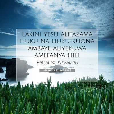 Picture 07 - Marko 5:32 SWHULB - Lakini Yesu alitazama huku na huku kuona ambaye - Bible Verse Picture