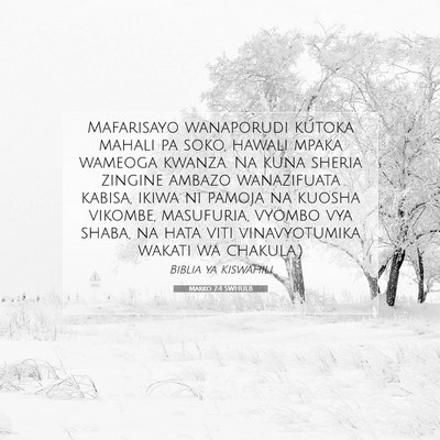 Picture 07 - Marko 7:4 SWHULB - Mafarisayo wanaporudi kutoka mahali pa soko, - Bible Verse Picture