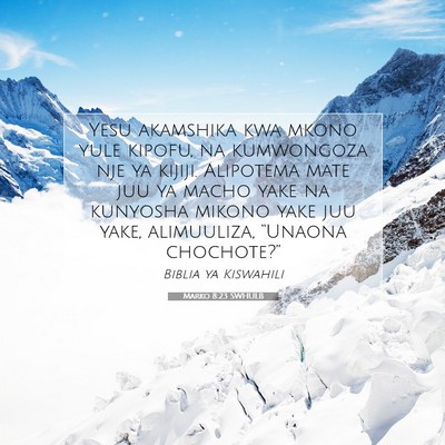 Picture 07 - Marko 8:23 SWHULB - Yesu akamshika kwa mkono yule kipofu, na - Bible Verse Picture