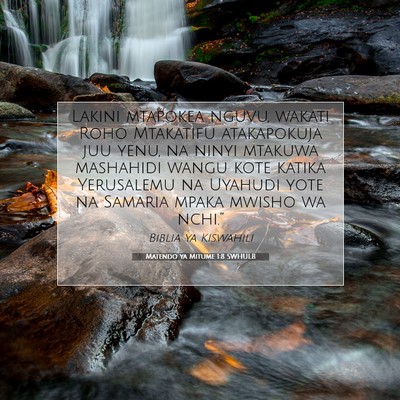Picture 07 - Matendo ya Mitume 1:8 SWHULB - Lakini mtapokea nguvu, wakati Roho Mtakatifu - Bible Verse Picture